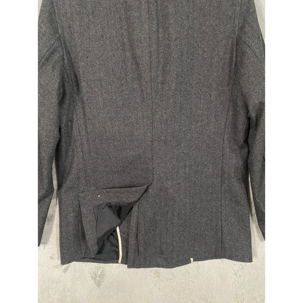 Banana Republic Peacoat Sz M Grey Wool Blend Herringbone Double Breasted Preppy